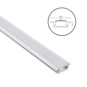 PERFIL CON ALAS PARA TIRA DE LED EN BLANCO, DIFUSOR OPALINO (PARA EMPOTRAR)