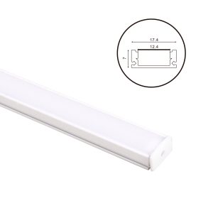 PERFIL SIN ALAS PARA TIRA LED EN ALUMINIO CON DIFUSOR OPALINO