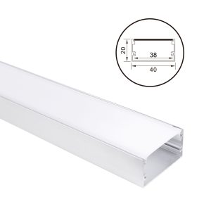 PERFIL SIN ALAS PARA TIRA DE LED EN CON DIFUSOR OPALINO