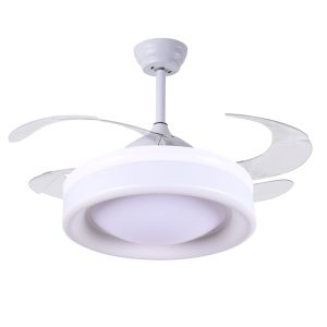 VENTILADOR DC TITAN, 4 ASPAS RETRÁCTILES, LUZ LED