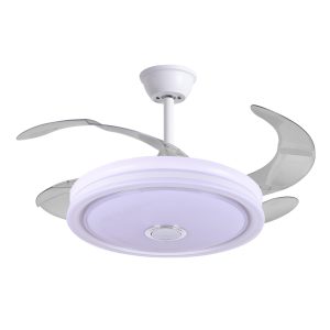 VENTILADOR DC MOON, 4 ASPAS RETRÁCTILES, LUZ LED