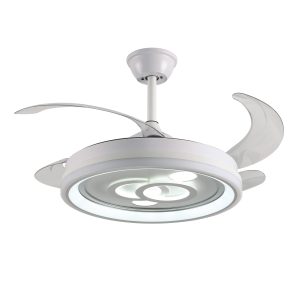 VENTILADOR DC DAFNE, 4 ASPAS RETRÁCTILES, 72W, CON LUZ LED